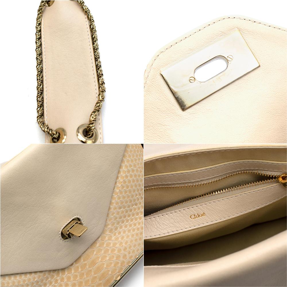 Women's Chloe Cream Python Skin Flap Shoulder Bag For Sale