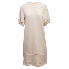 Chloe Cream Virgin Wool Eyelet-Trimmed Dress