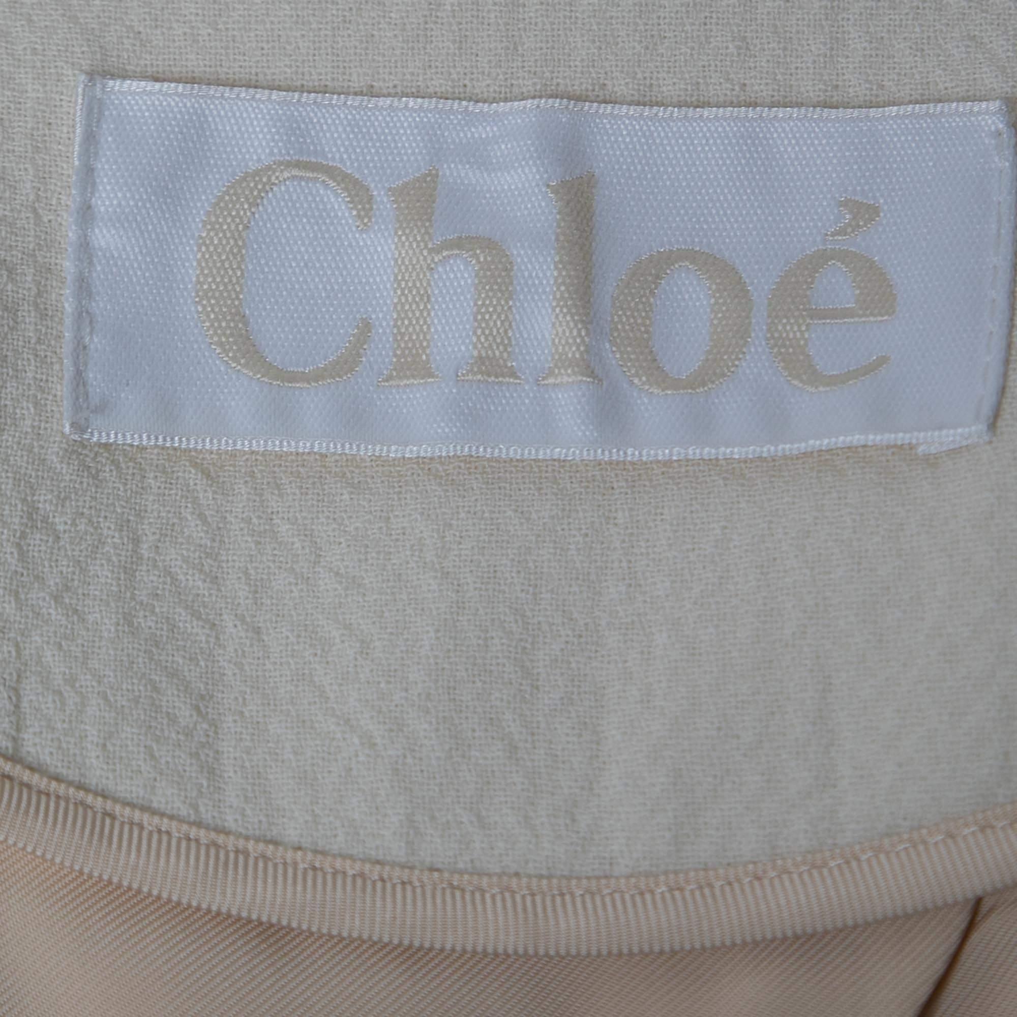  Chloe Cape croisée à col mandarin en crêpe de laine crème Pour femmes 