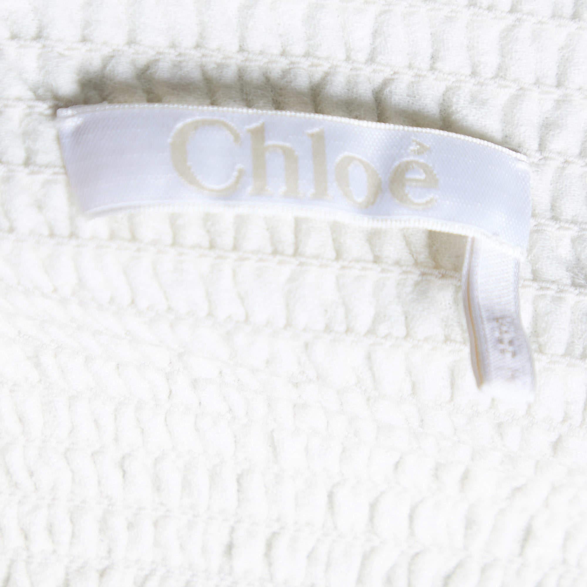 Chloé Cream Wool Off-Shoulder Long Dress S 1