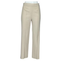 Chloe Cream Wool Side Trim Detail Parallel Trousers M