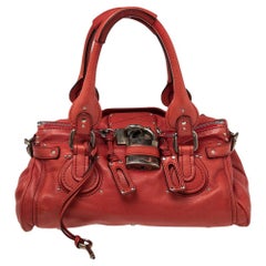 Chloé - Sac à main Paddington en cuir rouge Crimson de taille moyenne