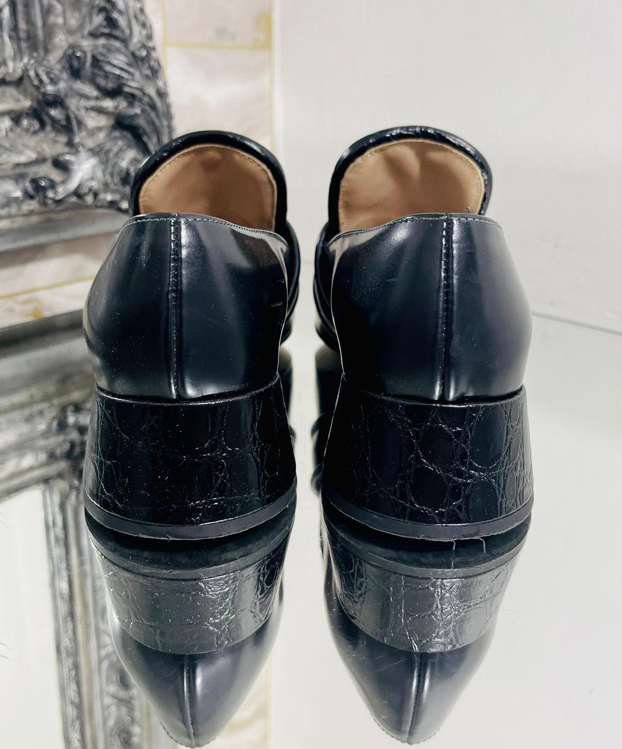 Women's Chloe Croc Embossed Logo Leather Loafers For Sale