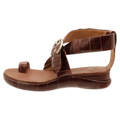 CHLOE Croc Embossed Patent Leather Sandals