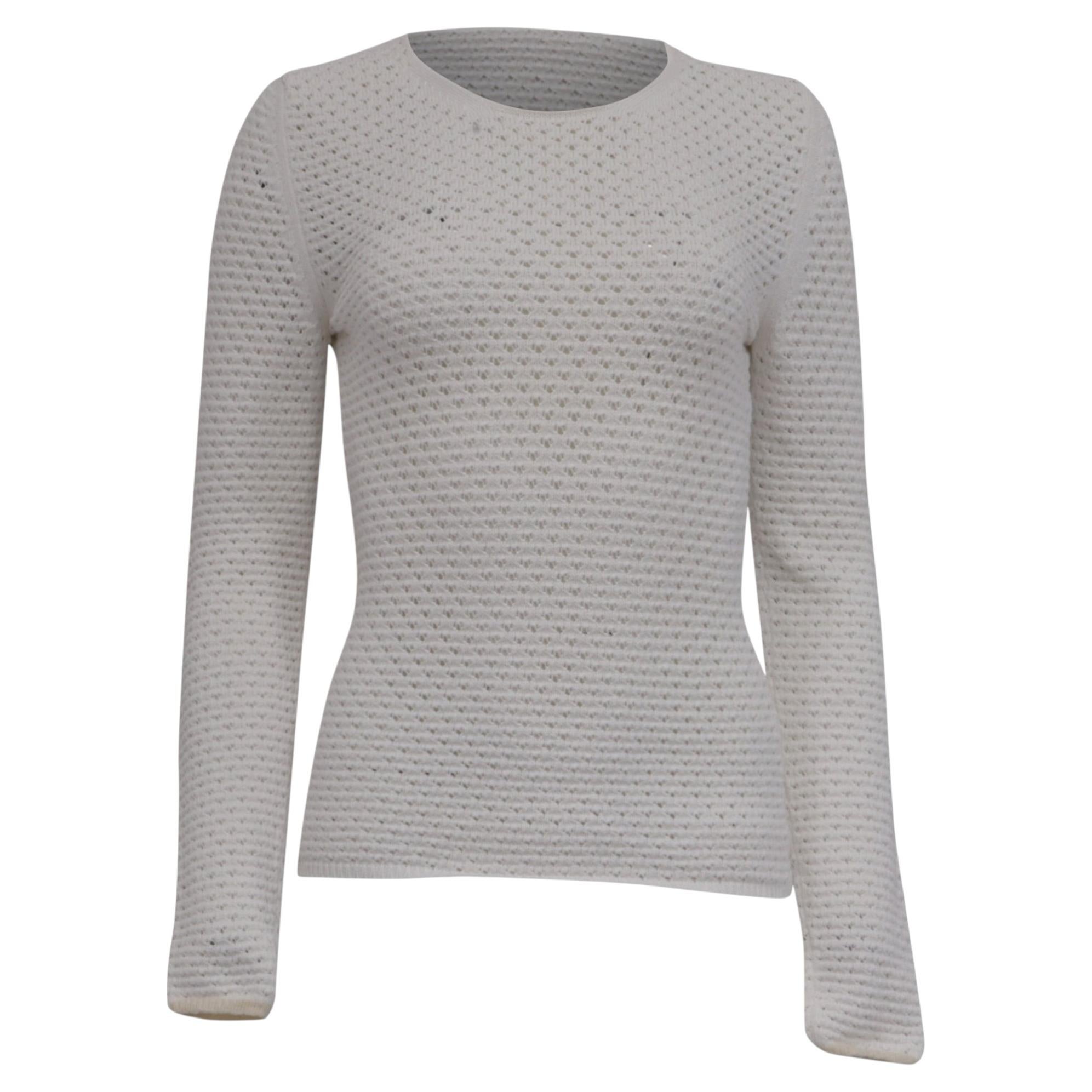 Pull Chloé en coton blanc, tricoté au crochet