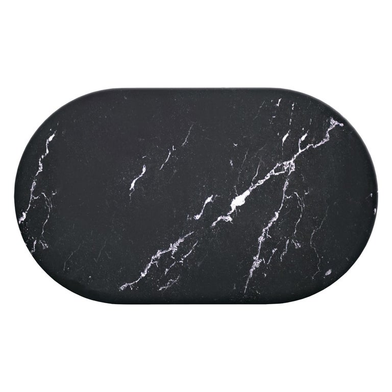Italian Chloe Curvy Oval Coffee Table in Sculpted Black Marquina Marble by Fred&Juul For Sale