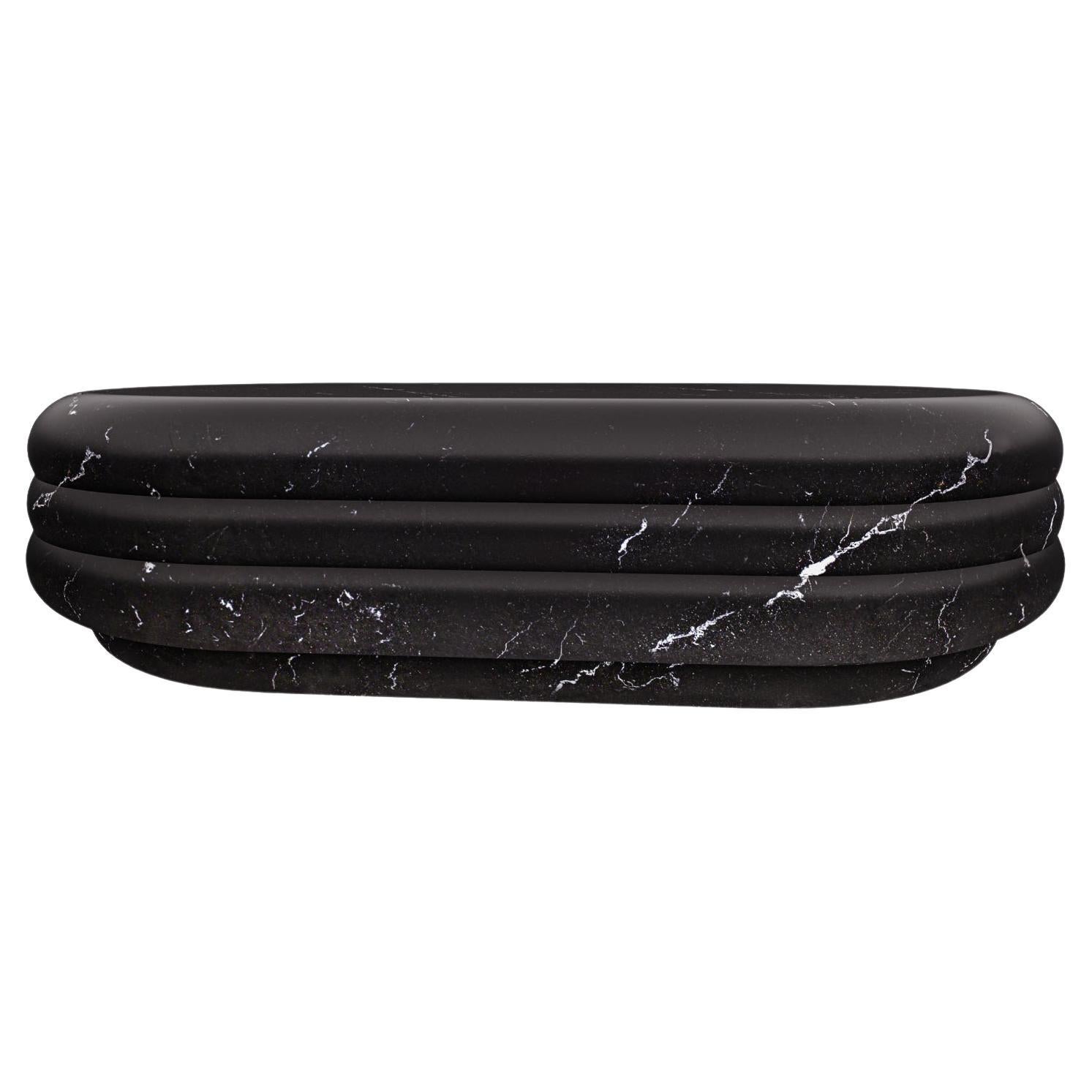 Chloe Curvy Oval Coffee Table in Sculpted Black Marquina Marble by Fred&Juul