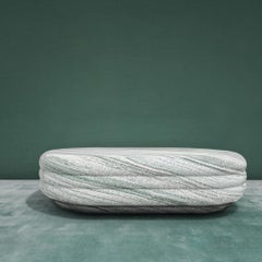 Chloe Curvy Oval Coffee Table in Sculpted Green Vert d'Estours Marble