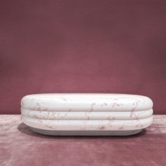 Chloe Curvy Oval Coffee Table in Sculpted Pink Portugal Marble by Fred&Juul
