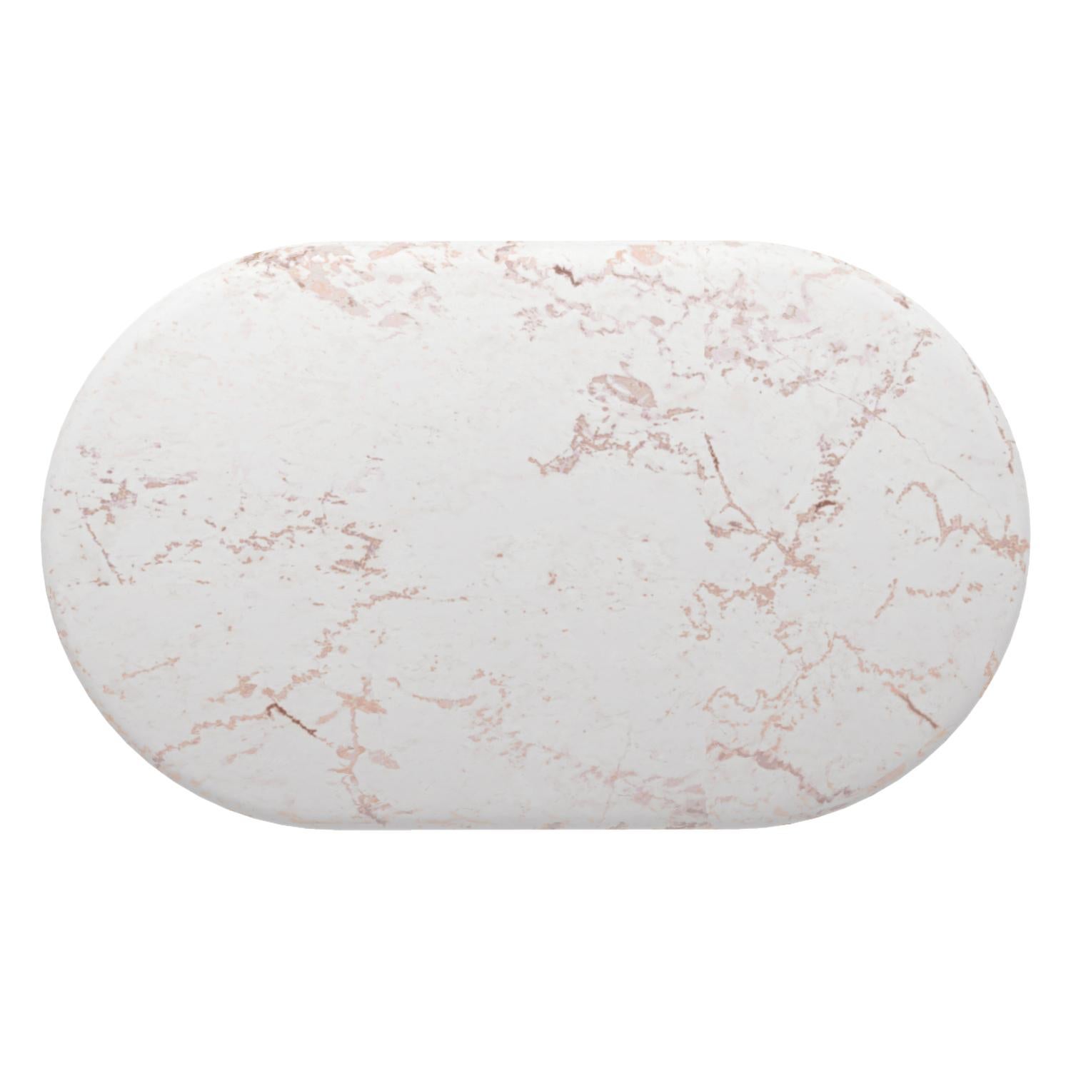 Modern Chloe Curvy Oval Coffee Table in Sculpted Pink Portugal Marble by Fred&Juul For Sale