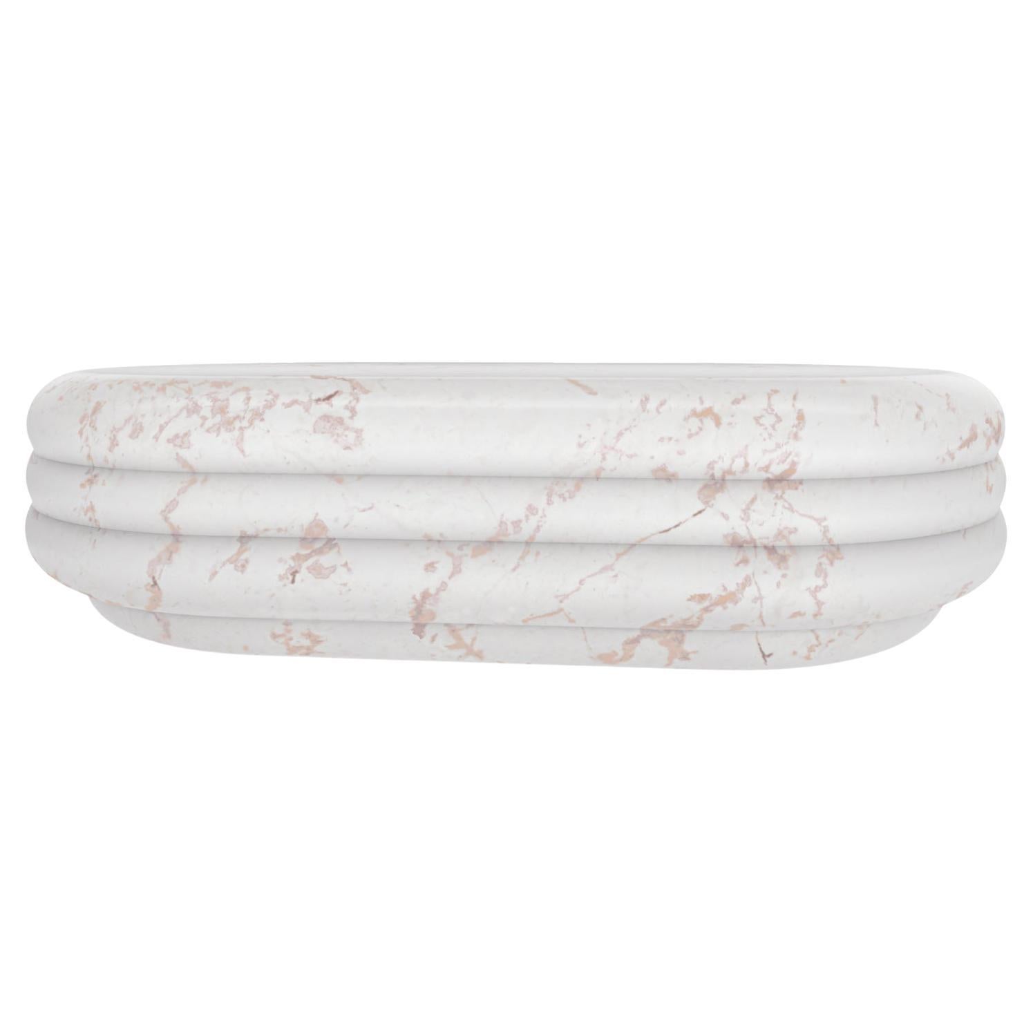 Chloe Curvy Oval Coffee Table in Sculpted Pink Portugal Marble by Fred&Juul