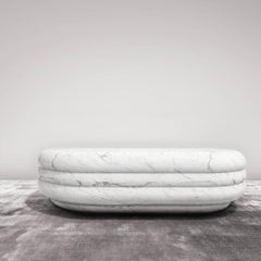 Chloe Curvy Oval Coffee Table in Sculpted white Carrara Marble by Fred&Juul