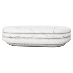 Chloe Curvy Oval Coffee Table in Sculpted white Carrara Marble by Fred&Juul