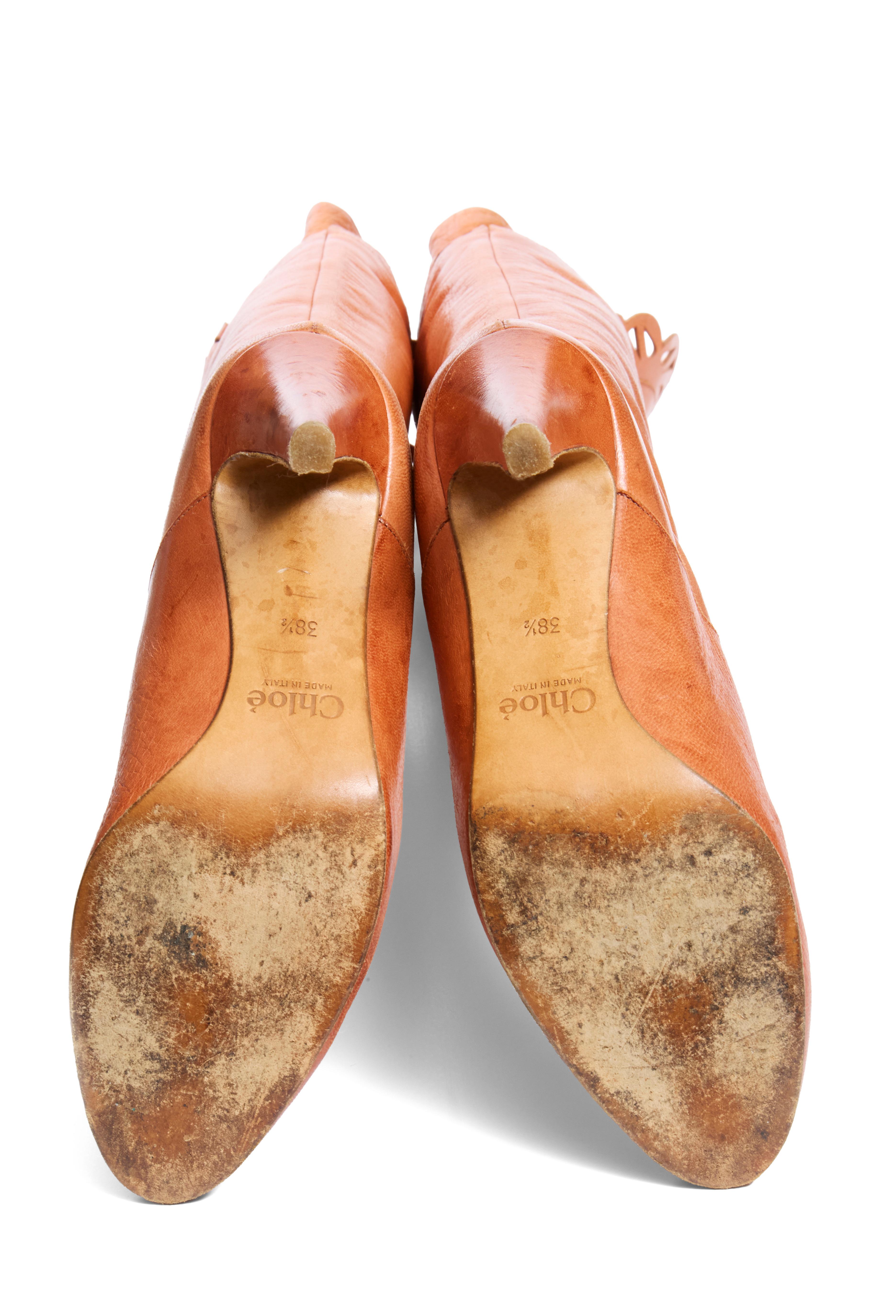 Chloé - Bottes à découpes sur le genou en cuir FW 2008 Made in Italy en vente 7