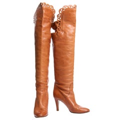 Chloé - Bottes à découpes sur le genou en cuir FW 2008 Made in Italy