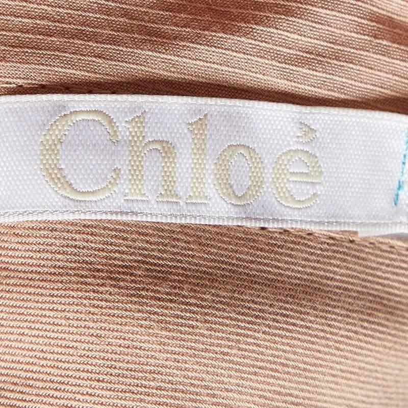 Women's Chloe Cyan Blue Silk Pleated Midi Skirt M For Sale