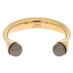 Chloe Darcey Swarovski Pearls Gold Tone Open Cuff Bracelet M