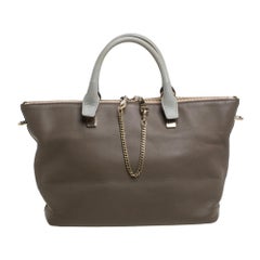 Chloe Dark Beige/Grey Leather Medium Baylee Tote