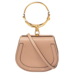 Chloe Dark Beige Leather and Suede Small Nile Bracelet Shoulder Bag