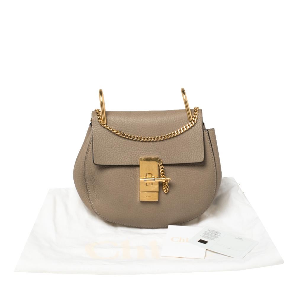 Chloe Dark Beige Leather Small Drew Shoulder Bag 7