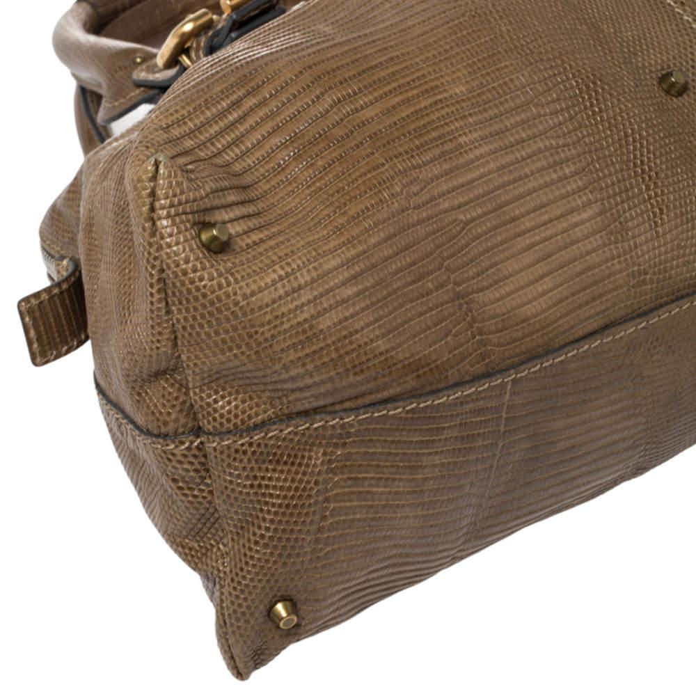 Chloe Dark Beige Lizard Paddington Dome Satchel 8
