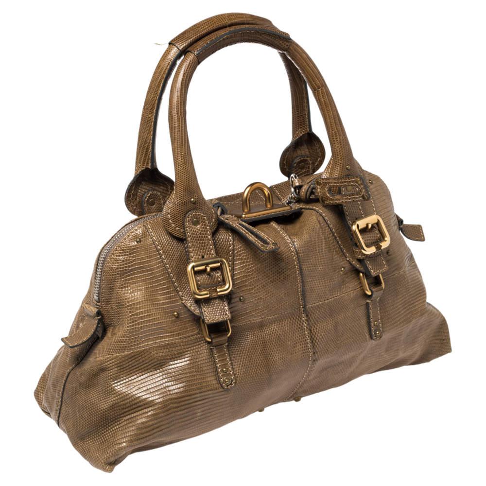 Chloe Dark Beige Lizard Paddington Dome Satchel 1