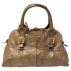 Chloe Dark Beige Lizard Paddington Dome Satchel