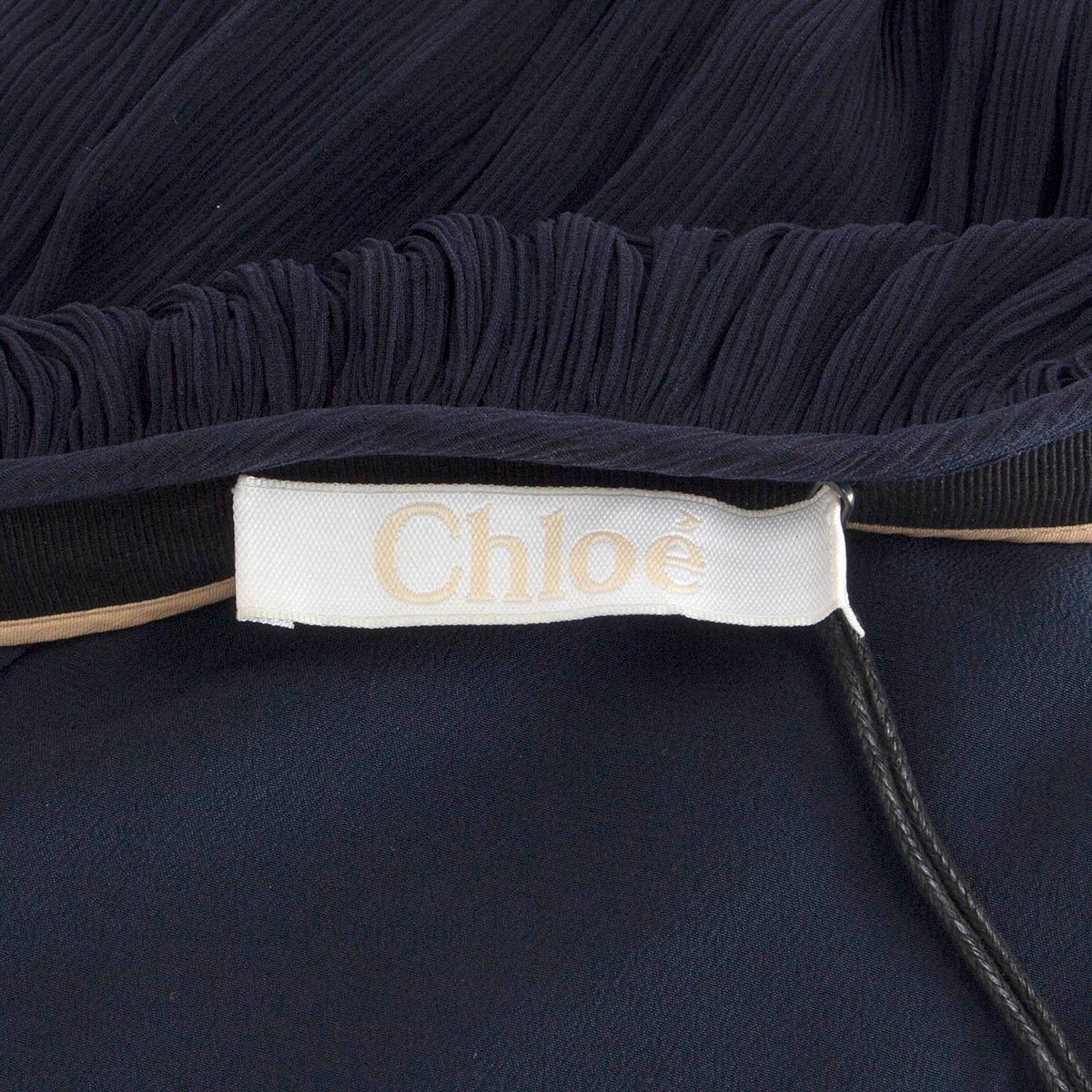 CHLOE dark blue silk RUCHED CHIFFON MAXI Skirt 36 XS For Sale 1