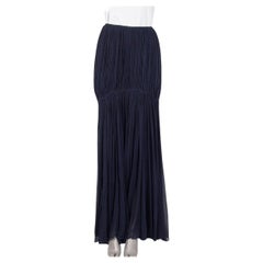 CHLOE dark blue silk RUCHED CHIFFON MAXI Skirt 36 XS