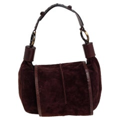 Chloe Dark Brown Brogue Leather and Suede Flap Hobo