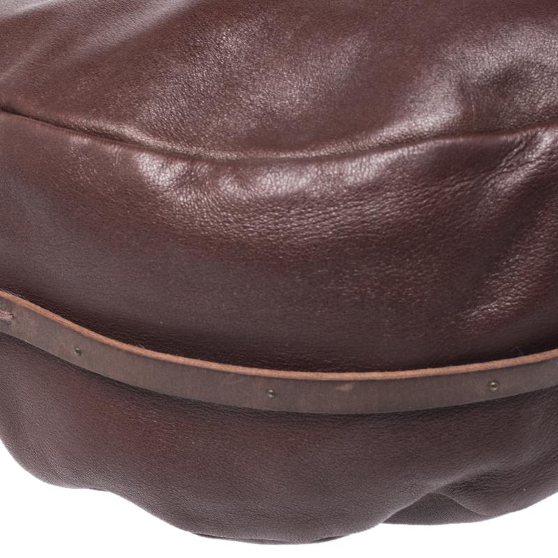 Women's Chloe Dark Brown Leather Crescent Hobo For Sale