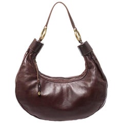 Chloe Dark Brown Leather Crescent Hobo