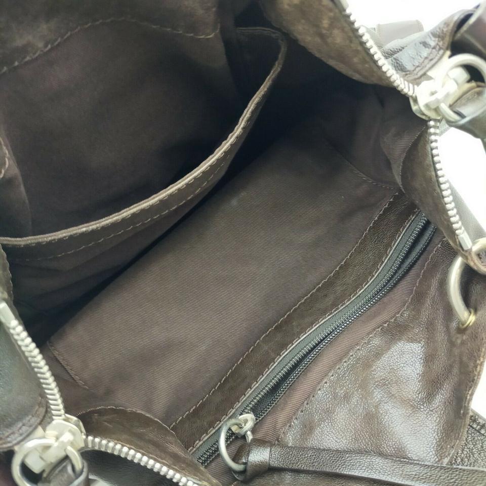 dark brown leather shoulder bag