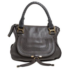 Used Chloe Dark Brown Leather Medium Marcie Shoulder Bag