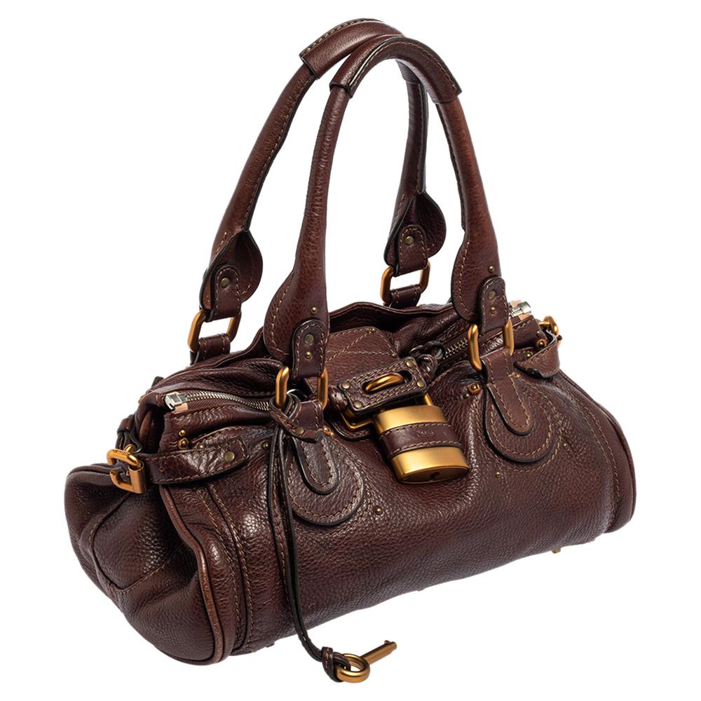 dark brown leather satchel
