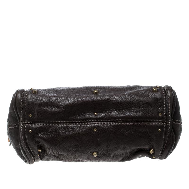 dark brown leather satchel