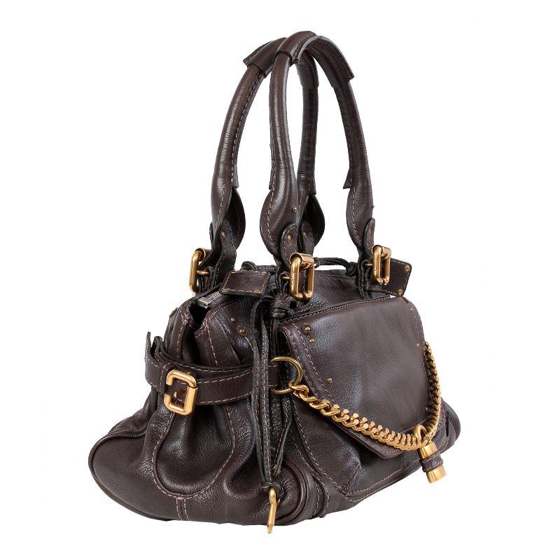 Black CHLOE dark brown leather PADDINGTON CAPSULE Satchel Shoulder Bag