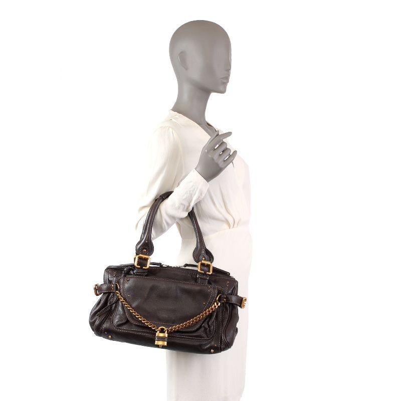 CHLOE dark brown leather PADDINGTON CAPSULE Satchel Shoulder Bag 3