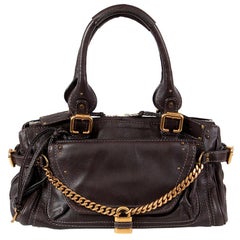 CHLOE dark brown leather PADDINGTON CAPSULE Satchel Shoulder Bag