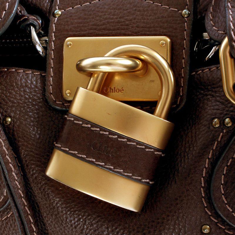 Women's CHLOE dark brown leather PADDINGTON Satchel Shoulder Bag