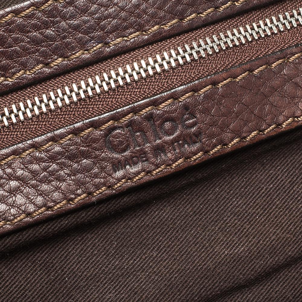 Black Chloe Dark Brown Leather Paddington Zipped Satchel For Sale