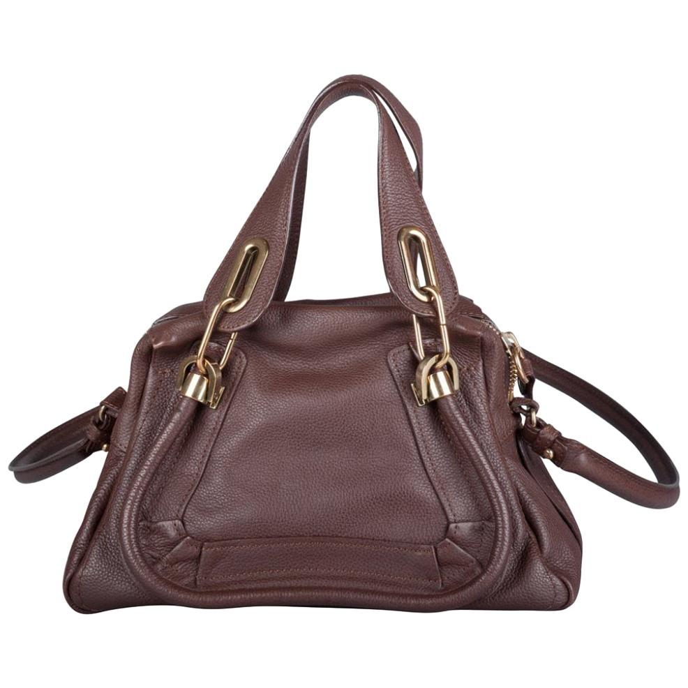 Chloe Dark Brown Leather Small Paraty Shoulder Bag