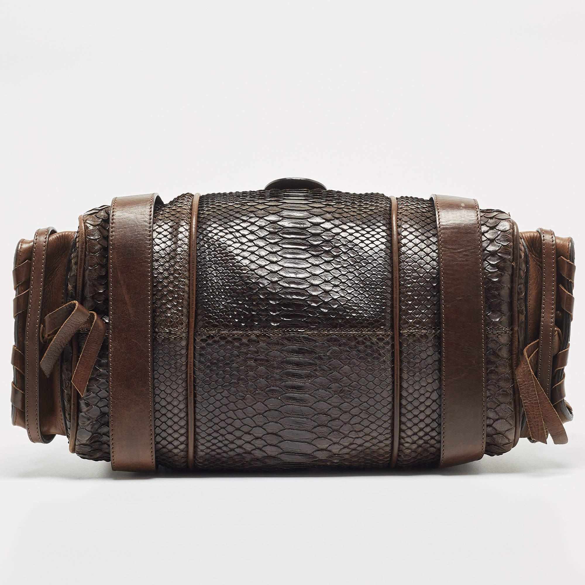 Chloe Dark Brown Python and Leather Silverado Satchel 8