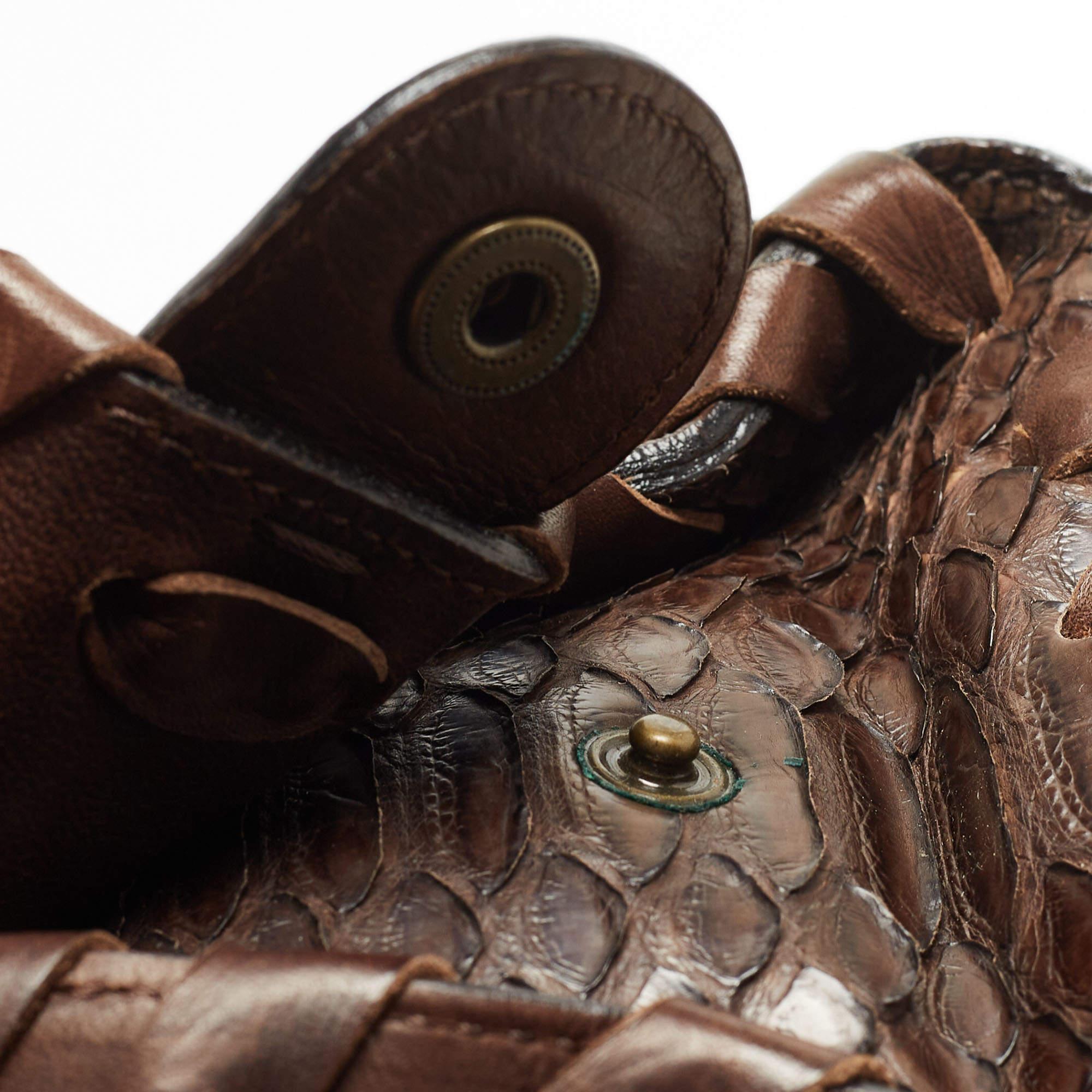 Chloe Dark Brown Python and Leather Silverado Satchel 9