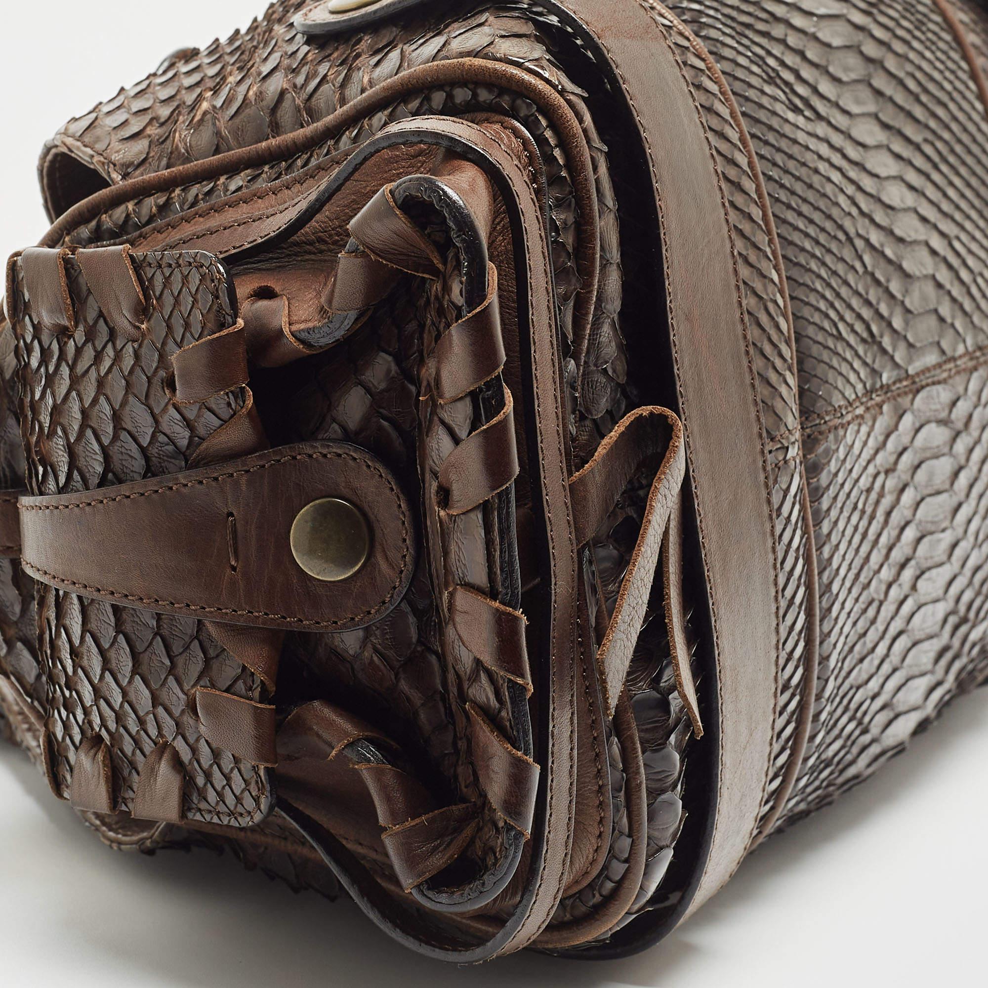 Chloe Dark Brown Python and Leather Silverado Satchel 3