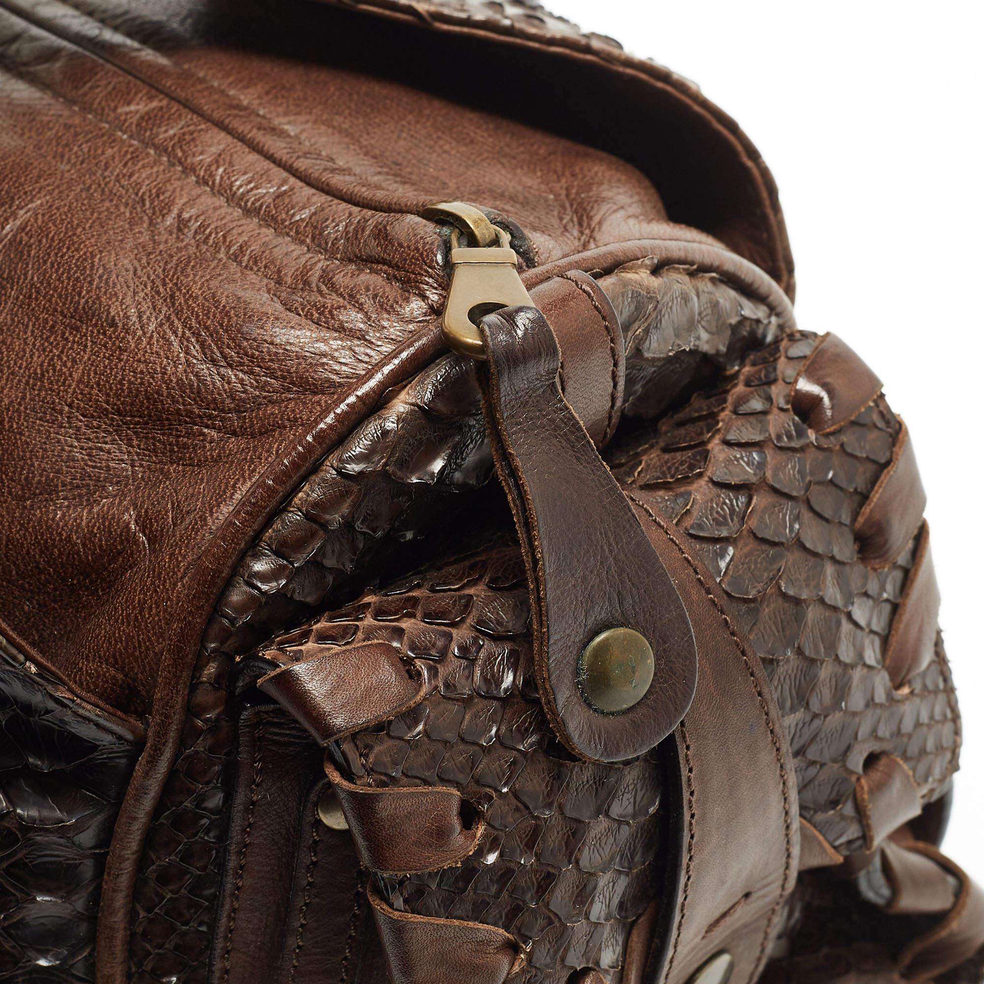 Chloe Dark Brown Python and Leather Silverado Satchel 4