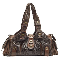 Chloe Dark Brown Python and Leather Silverado Satchel