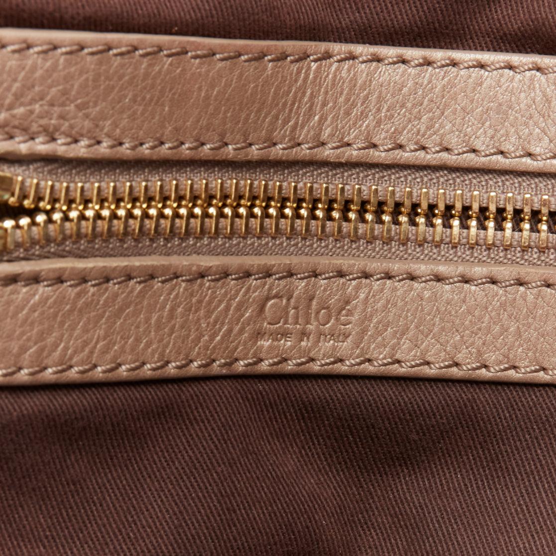 CHLOE dark brown soft leather oversized zipper pull pipe trim tote bag 5