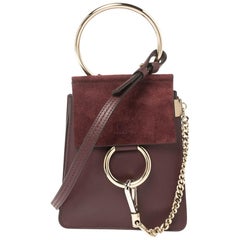 Chloe Dark Burgundy Leather and Suede Mini Faye Crossbody Bag