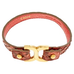 Chloe Dark Coral Ayer Snakeskin Leather Marcie Bracelet